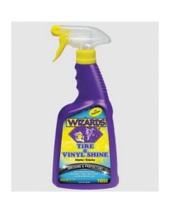 Wizards Products Tire and Vinyl Shine 11055 Dressing and Protectant, 22 oz Trigger Spray Bottle, White, Liquid