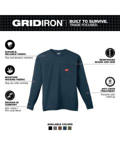 MLW606BL-3X image(1) - Milwaukee Tool GRIDIRON Pocket T-Shirt - Long Sleeve Blue 3X