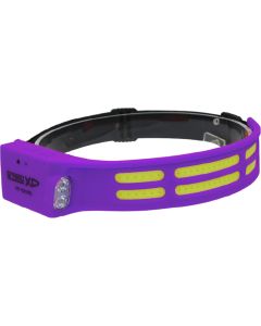 K Tool International Headlight 600 Lumen COB Flexible with Motion Sensor and Side Flashlight Purple