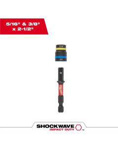 Milwaukee Tool SHOCKWAVE Impact Duty 5/16&rdquo; and 3/8&rdquo; x 2-1/2&rdquo; QUIK-CLEAR 2-in-1 Magnetic Nut Driver