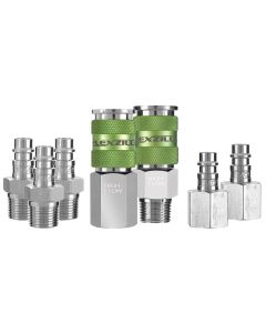 Legacy Manufacturing Flexzilla Pro High Flow Coupler and Plug Kit, 7-Piece, 1/4" Body, 3/8" NPT