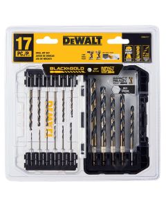 DWTDWAH1117 image(0) - DeWalt DEWALT 17PC BLACK & GOLD HEX SHANK DRILL BIT SET (DWAH1117)