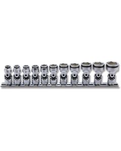 KKNRS2441M-11 image(0) - Ko-ken USA 1/4 Sq. Dr. Universal NUT GRIP Socket Set, 5mm-15mm - 11 pieces