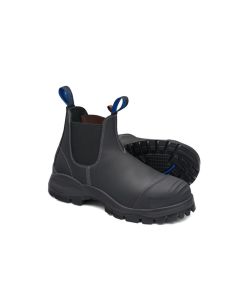 Blundstone Steel Toe Slip-On Elastic Side Boots w/ Kick Guard, Black, AU size 9, US size 10