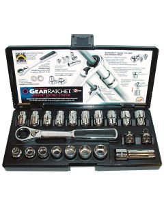 KDT8921 image(1) - GearWrench 21 Piece 3/8 Inch Drive Pass-Thru 6 Point SAE/Metric Tool Set