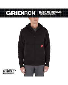MLWM250B-2X image(0) - Milwaukee Tool GRIDIRON Full-Zip Hoodie- Black- 2X