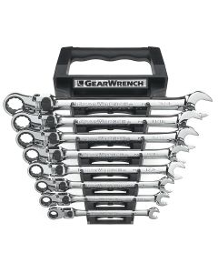 KDT85798 image(1) - GearWrench 8 Piece 72-Tooth 12 Point XL Locking Flex Head Ratcheting Combination SAE Wrench Set