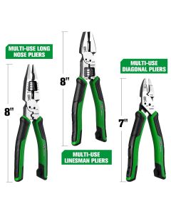 SKTSK01457 image(2) - S K Hand Tools 3 Piece Dual-Material Handle Multi-Use Pliers Set.  Packaged in EVA Foam tray