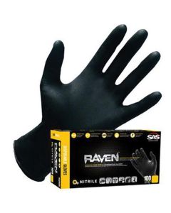 SAS66518-01 image(0) - S.A.S. Survivair  Raven 66518-01 Extra Strength Disposable Gloves, Large, Nitrile, Black