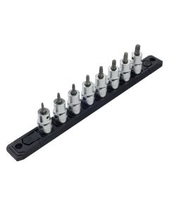 WIH76395 image(1) - Wiha Tools Torx&reg; Bit Socket 3/8" Square Drive w/ 1/4" Replaceable Hex Bit 8 Piece Set T9 - T40 On Rail