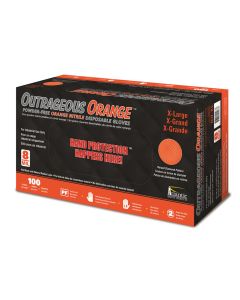 BLGOO-L image(2) - Atlantic Safety Company Super tough orange 8mil powder free nitrile disposable gloves with aggressive diamond grip. Touchscreen compatible, food safe and resists most chemicals. Latex Free. Not for Medical Use. 100/box. L
