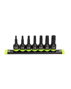 GETIHBS7S image(0) - Grip Edge Tools 7-PC 3/8'' Dr Short SAE Impact RPT Hex Driver Set