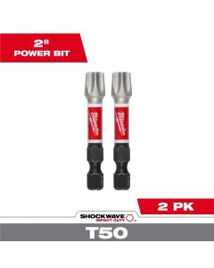 MLW48-32-6002 image(3) - Milwaukee Tool SHOCKWAVE Impact Duty 2 Inch T50 Impact Bits 2Pk