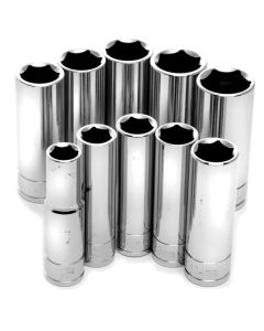 WLMW38402 image(1) - Wilmar Corp. / Performance Tool 10 Pc 3/8'' Dr MM Deep Skt Set