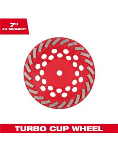 MLW49-93-7796 image(0) - Milwaukee Tool 7 inch DIAMOND MAX Turbo Diamond Cup Wheel - 24 Segment