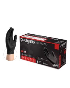 Gloveworks XL P/F, Txtred Black Nitrile Gloves (100 per Box)