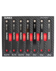 SUNSXLPSD7 image(0) - SUNEX Low Profile Diamond Coated Phillips&reg; & Slotted 7 Piece Screwdriver Set in EVA Foam