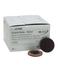 MMM7480 image(2) - 3M Scotch Brite Roloc Surface Conditioning Discs, 2 inches, Coarse and Brown, 25 per Pack