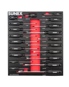 SUNSXCSDS20 image(1) - SUNEX Phillips Slotted and Torx Magnetic 20 Piece Screwdriver Set in EVA Foam