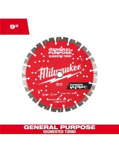 MLW49-93-7532 image(0) - Milwaukee Tool 9 Inch DIAMOND ULTRA Segmented Turbo, General Purpose Diamond Blade