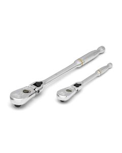GearWrench 2 Piece 1/4 Inch & 3/8 Inch Drive 90-Tooth Locking Flex Head Teardrop Ratchet Set