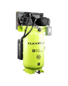 LEGFS050V80Y1 image(0) - Legacy Manufacturing Flexzilla&reg; Air Compressor with Silencer&trade;, Stationary, Splash Lubricated, 5 HP, 80 Gallon, 230 Volt, 1-Phase, 2-Stage, Vertical, ZillaGreen&trade;