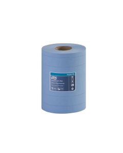 Tork Molnlycke 132451A Centerfeed Industrial Wiper, 7-1/2 in Dia x 249.38 ft L x 10 in W Roll, 190, Paper, Blue, 4 Plys