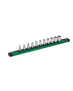 SKTSK01504 image(4) - S K Hand Tools 1/4" Drive, 11 Piece, 6 Point, Shallow, SAE Chrome Socket Set.  Packaged on a Rail