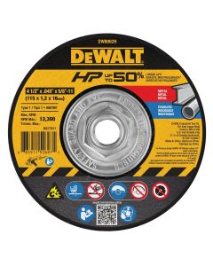 DWTDW8062H image(0) - DEWALT 4-1/2 In x .045 in Aluminum Oxide Abrasive Chop / Cut-Off Blade with 5/8 in Arbor For Metal Cutting (1 Pack)
