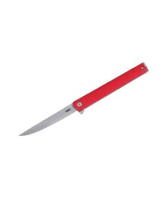 CRK7097RX image(0) - CRKT (Columbia River Knife) CEO AUS 8 Satin Plain Blade Folding Knife with Liner Lock Glass-Reinforced Nylon Handle - Silver/Red