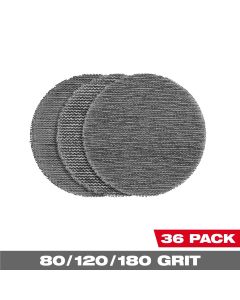MLW48-80-6406 image(4) - Milwaukee Tool 3 Inch Assorted 80, 120, 180 Grit Mesh Sanding Discs with POWERGRID Tear Resistant Mesh &hyphen; (36 PK) + 3 Pad Savers