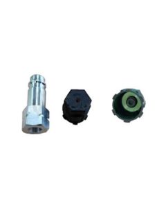 FJC R-1234yf Aluminum straight adapter with JRA Valve core  1/4 SAE F M9 x 1