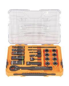 KLE65238 image(0) - Klein Tools KNECT&trade; Essential Deep-Well Heavy-Duty Flip Socket Set, SAE 7-Piece