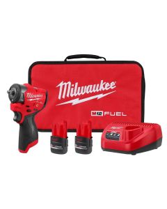 MLW3049-22 image(2) - Milwaukee Tool M12 FUEL 3/8 Inch Subcompact Impact Wrench 2 Battery Kit