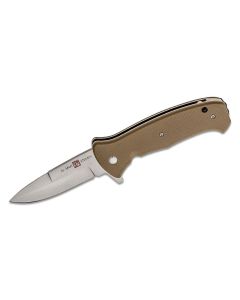 SUNAMK2214 image(0) - SUNEX AL Mar SERE 2020 Coyote Assisted Open Liner Lock D2 3.6 Inch Satin Finish Plain Edge Talon Blade with G10 Handle Tactical Folding Knive - Coyote Tan