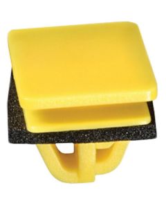 AUVECO 20568 Rocker Panel Clip, (16 x 20 mm Top x 14 x 18 mm Bottom) Head x 10 mm L Stem, Nylon, Yellow