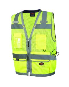 SRWV1011160U-XL image(0) - Pioneer Mesh Surveyor Vest with Padded Collar  - Color:  Hi-Vis Yellow/Green  - Size: XL