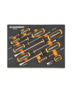 KDTGWMSSCRSL image(1) - GearWrench 9 Piece Slotted Dual Material Screwdriver Set in Foam Storage Tray