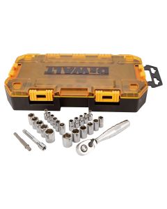 DWTDWMT73805 image(1) - DEWALT Drive Socket Set, SAE/Metric, 1/4-Inch Drive, 25-Piece
