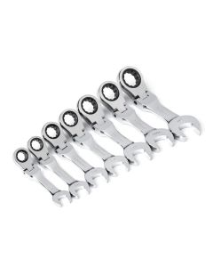KDT9570 image(1) - GearWrench 7 Piece 72-Tooth 12 Point Stubby Flex Head Ratcheting Combination SAE Wrench Set