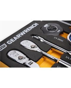 KDT86520 image(6) - GearWrench 18 Piece 1/4" 90-Tooth Ratchet & Drive Tool Set with Foam Storage Tray