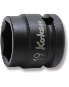 KKN14401MS-19 image(0) - Ko-ken USA 14401MS-19 1/2 Sq. Dr. Socket 19mm 6 point Length 28mm Thin walled
