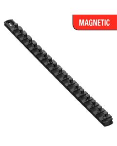 ERN8421M image(0) - Ernst Mfg. 18 Inch  3/8 Inch Magnetic Socket Organizer with Twist Lock Clips - Black