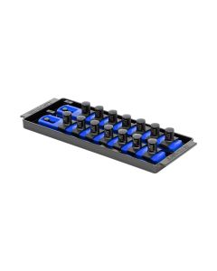 ERN8557 image(0) - Ernst Mfg. 2 Rail Universal Twist Lock Socket Tray 8", Blue, with 14) 1/2" Socket Clips
