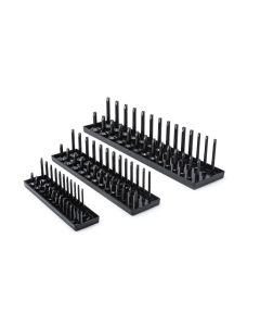 KDT83118 image(0) - GearWrench 3 Pc. 1/4 Inch, 3/8 Inch & 1/2 Inch Drive Black SAE Socket Storage Tray Set