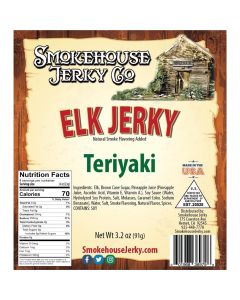 THS369798 image(0) - Tender Heifer Snack Co. Elk Teriyaki Exotic Jerky - 3.2 Ounce