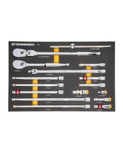KDT86522 image(0) - GearWrench 16 Piece 1/2" 90-Tooth Ratchet & Drive Tool Set with Foam Storage Tray