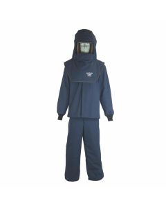 OBRLNS4B-3XL-HVSL image(0) - OBERON Suit Kit - Arc Flash - 40 Cal LAN - Comes with Hood with Hard Cap, Coat, Bib Overalls and Fresh Air Arc Flash Hood Ventilation System & Light - Color: Navy Blue - Size: 3XL