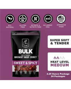 BLOISN-SNSBR-24 image(0) - BULK Jerky Sweet & Spicy Brisket Beef Jerky - 2.25 ounce package (24 packages)