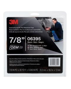 3M 06395 Acrylic Plus Series Automotive Attachment Tape, 10 yd x 7/8 in, 1.52 mm THK, Black